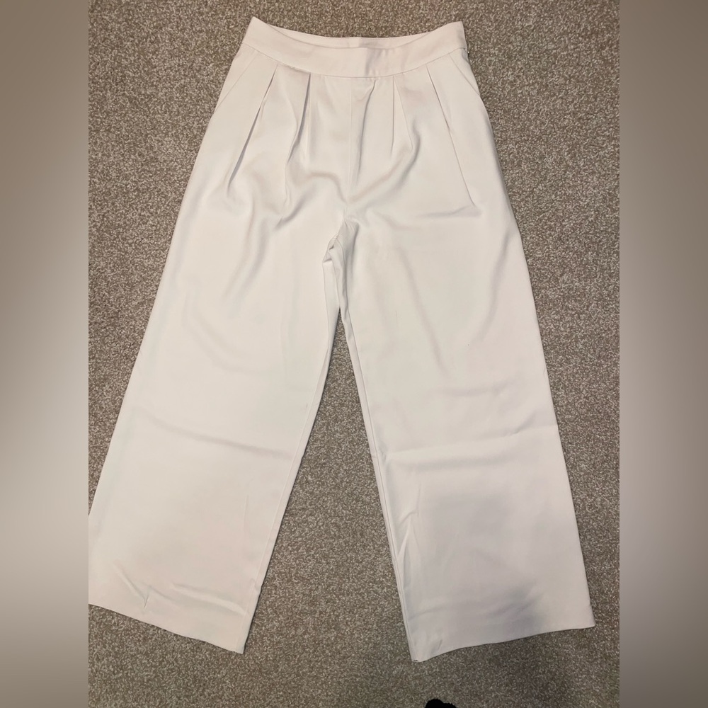 Avec Les Filles Cream Pleated Trousers